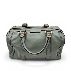 Gucci GG Embossed Leather Boston Bag Sage Green Gold Hardware